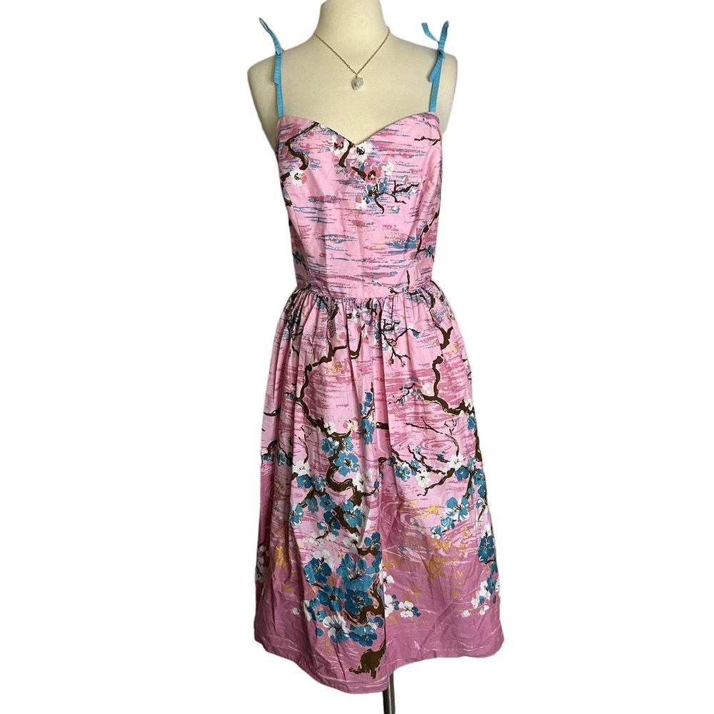 Hell Bunny | Pink Cherry Blossom Fit n Flare Size XL